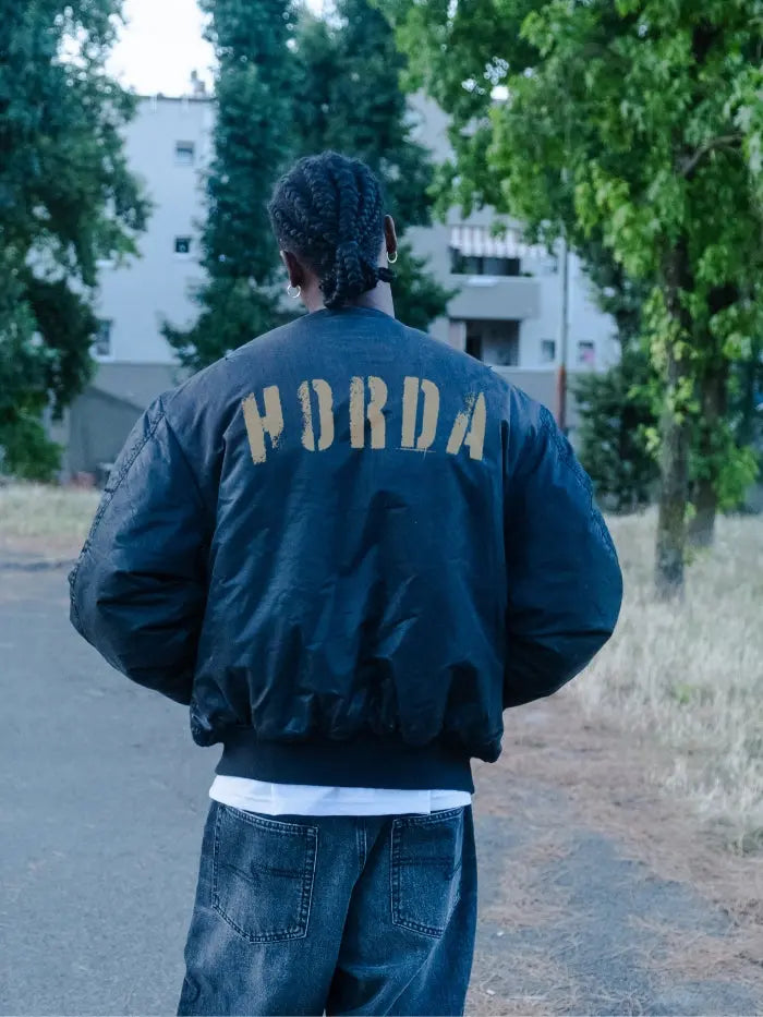Giubbotto Bomber Nero Militare Horda Brand