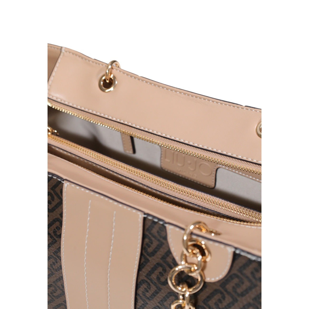 Liu Jo Borsa Donna Marrone con Manici a Catena e Dettagli Beige