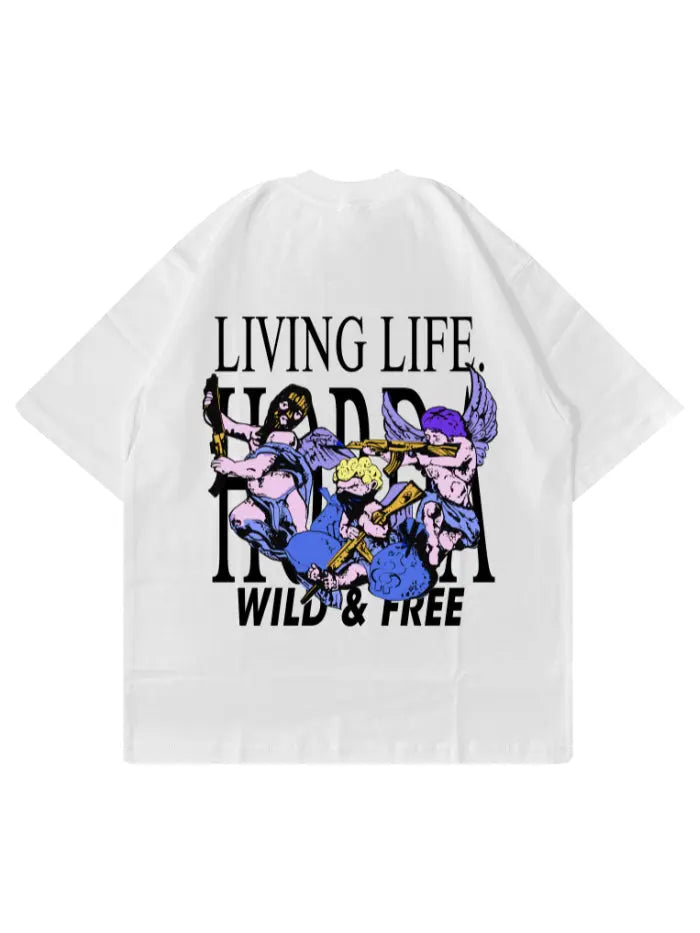 Boxy fit T-shirt 100% Cotone Wild & Free