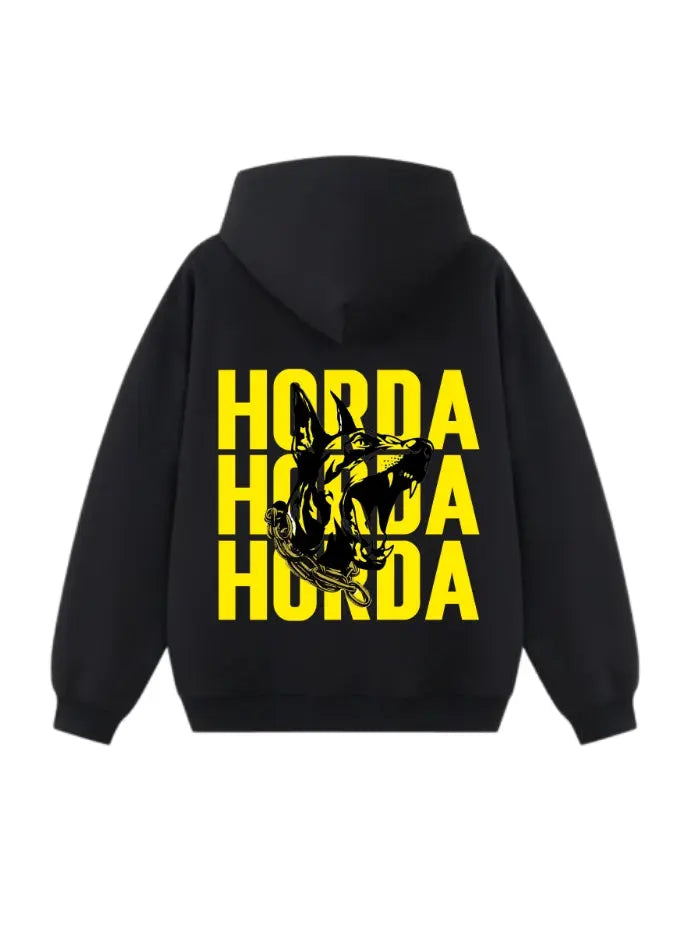 Felpa Boxy Fit con cappuccio 100% Cotone "Dobermann Yellow" Boxy Fit