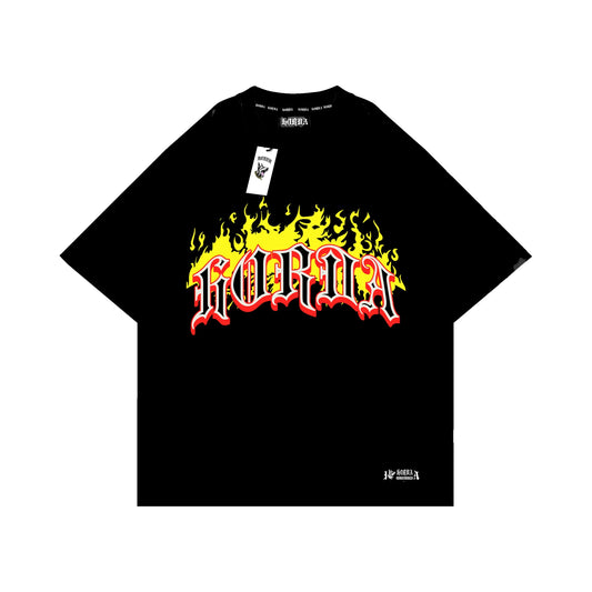 Maglietta boxy fit nera 100% Cotone Horda Flame