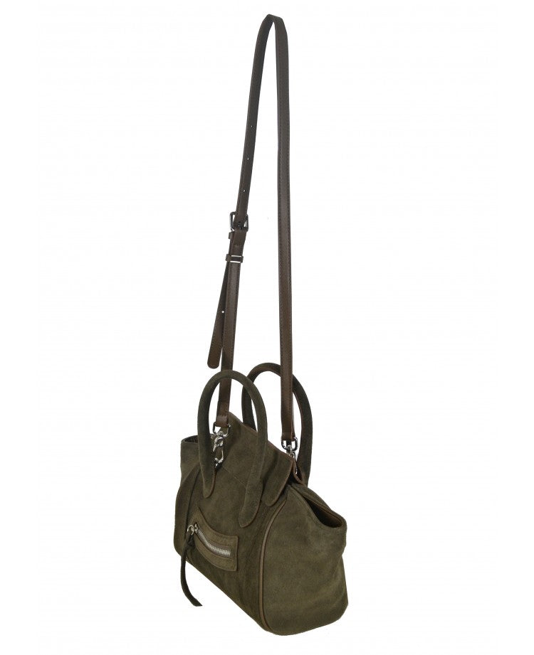 Smiley Suede & Leather Satchel