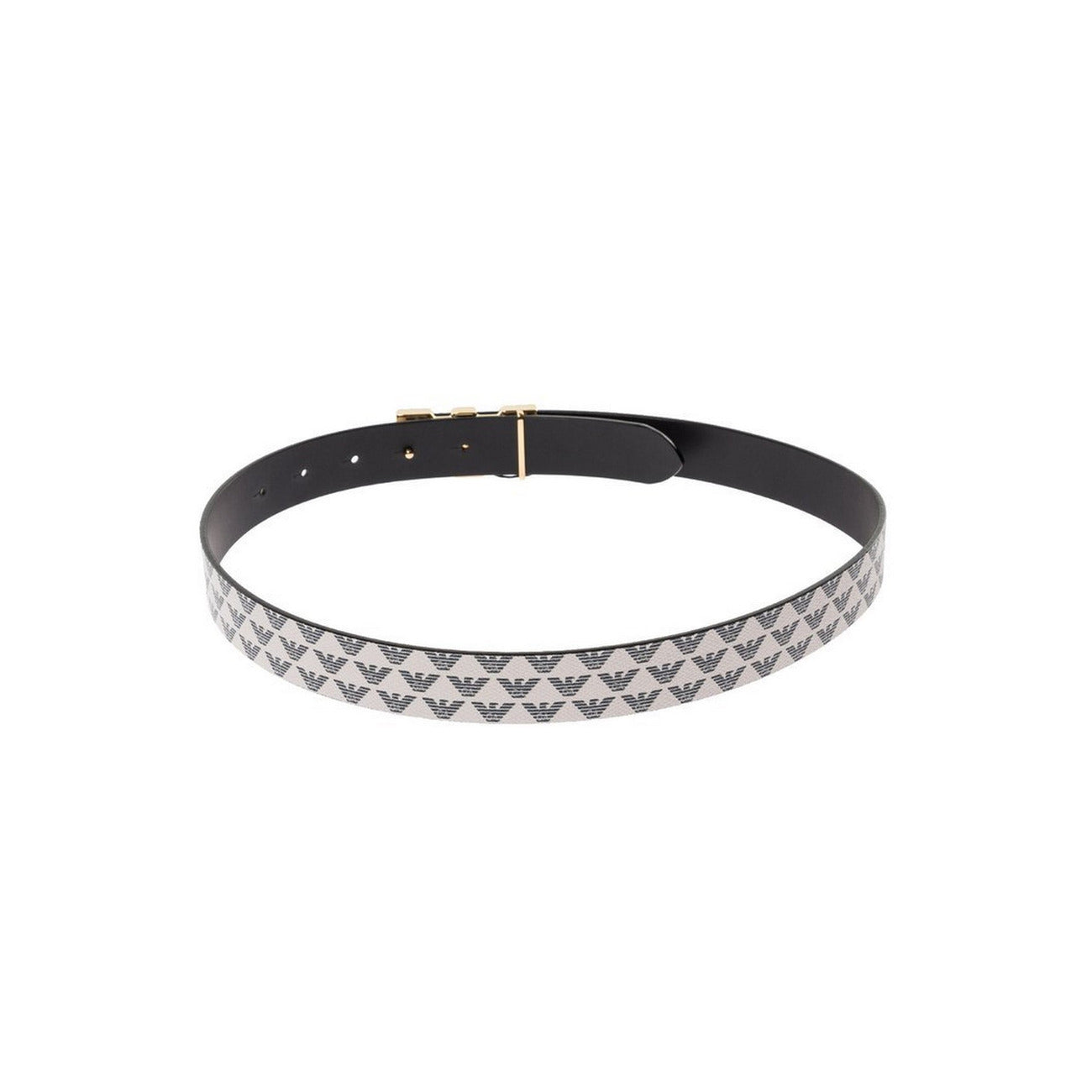 Emporio Armani Cintura Donna Bianca con Logo All Over e Fibbia Dorata EA