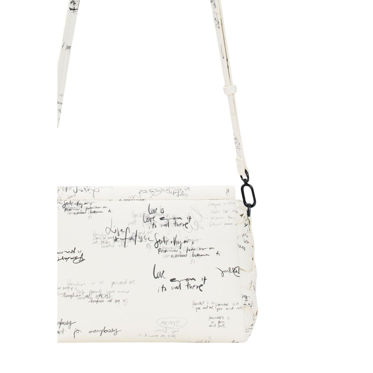 Desigual Borsa Donna a Tracolla Bianca con Stampa Lettering