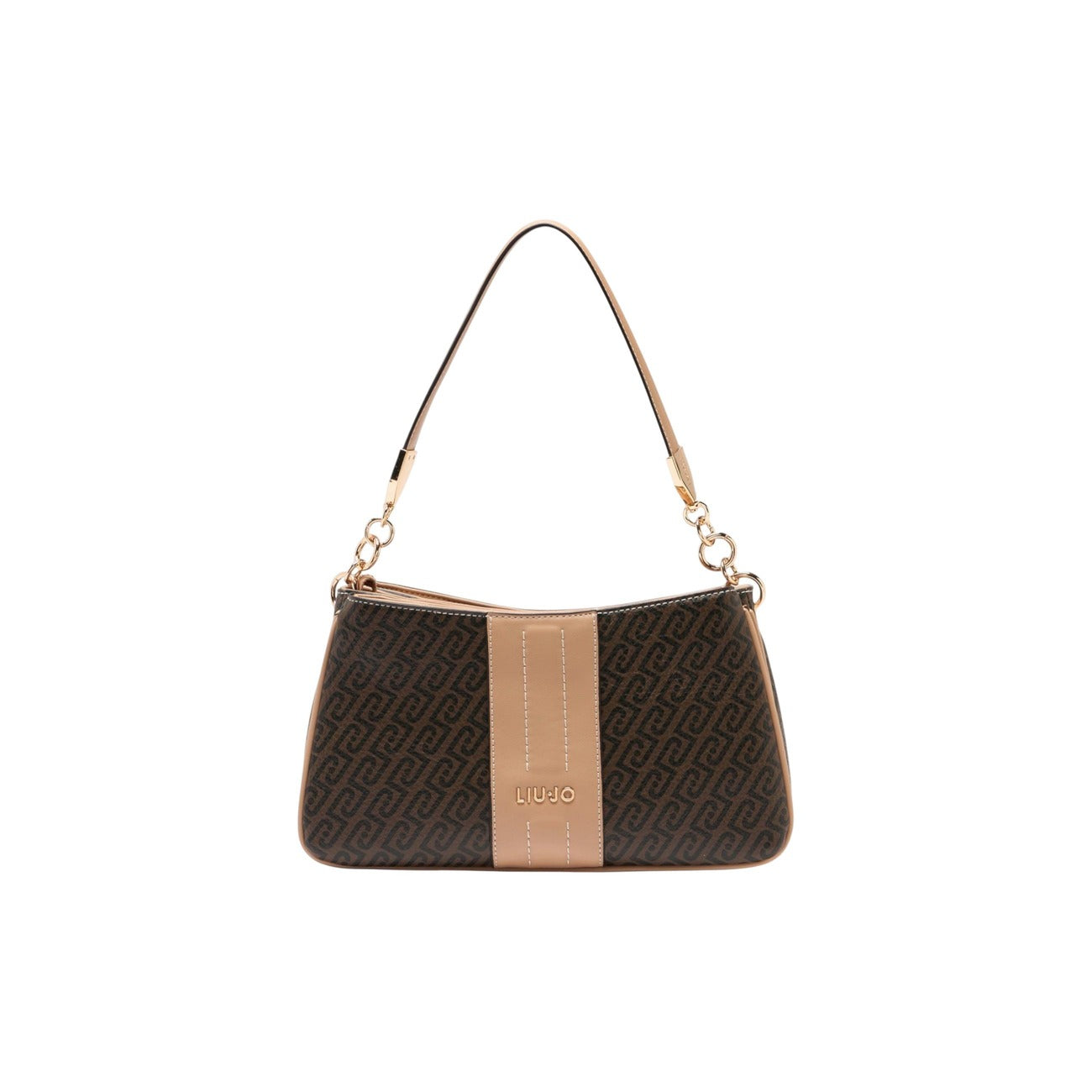 Liu Jo Borsa Donna Marrone Monogram con Dettagli Beige e Tracolla Regolabile