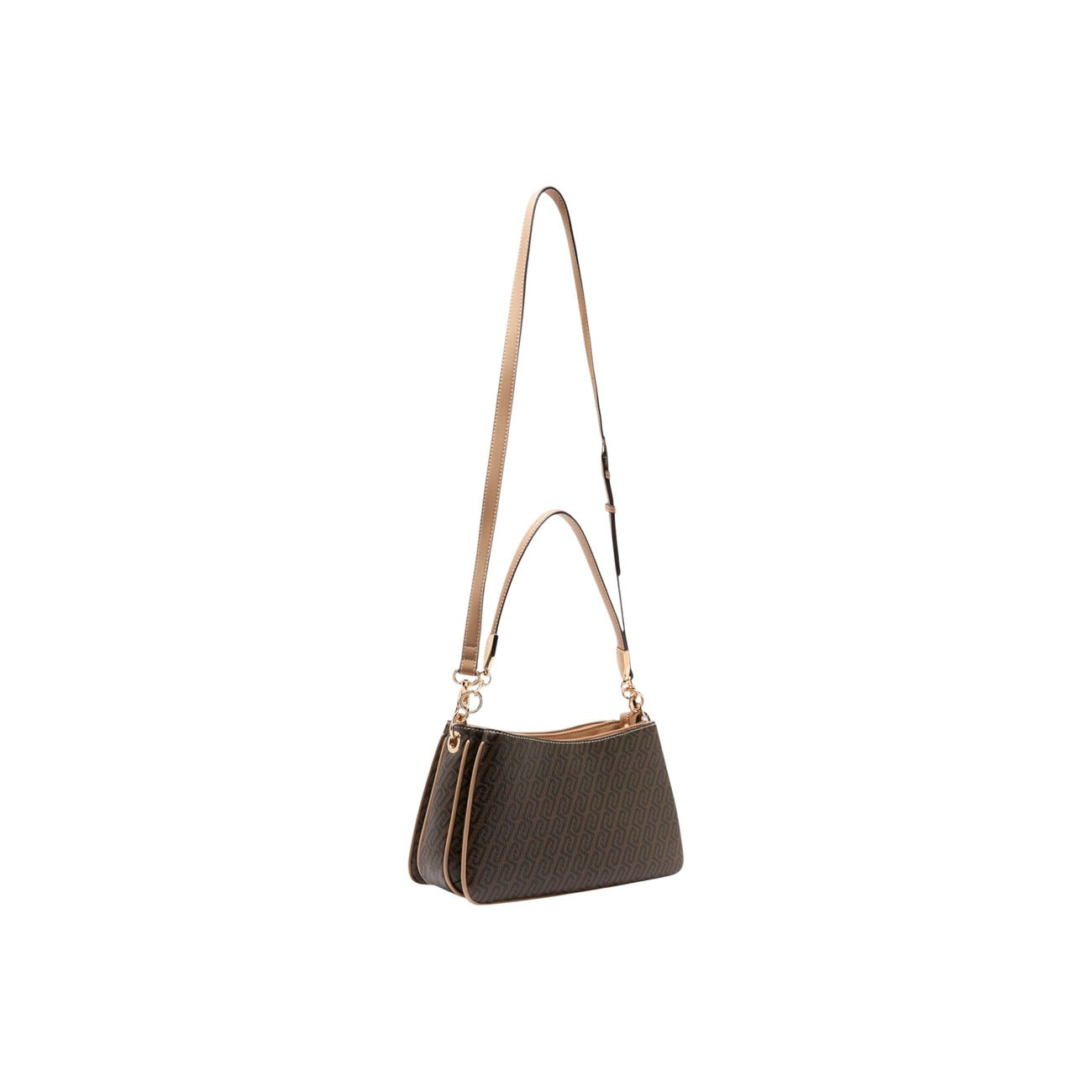 Liu Jo Borsa Donna Marrone Monogram con Dettagli Beige e Tracolla Regolabile