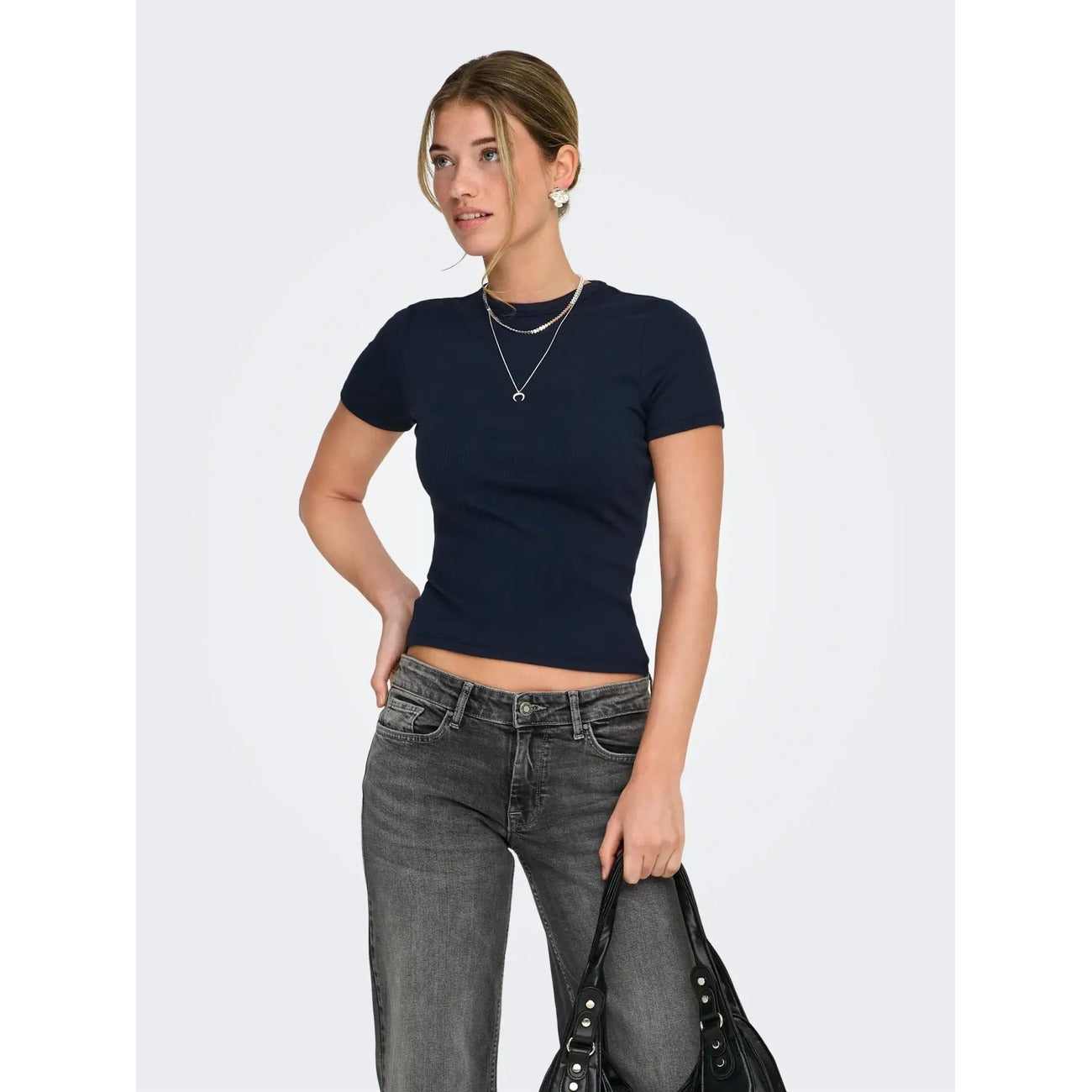 Only T-Shirt Donna Slim Fit Blu Navy a Maniche Corte