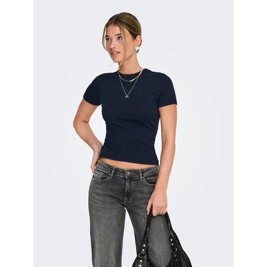Only T-Shirt Donna Slim Fit Blu Navy a Maniche Corte