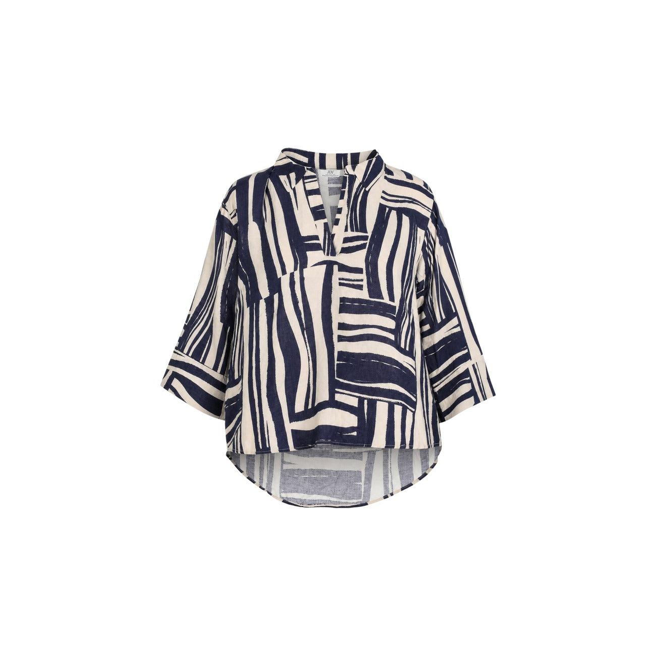 Jacqueline de Yong Top Donna Fantasia Geometrica Blu e Beige Vestibilità Morbida