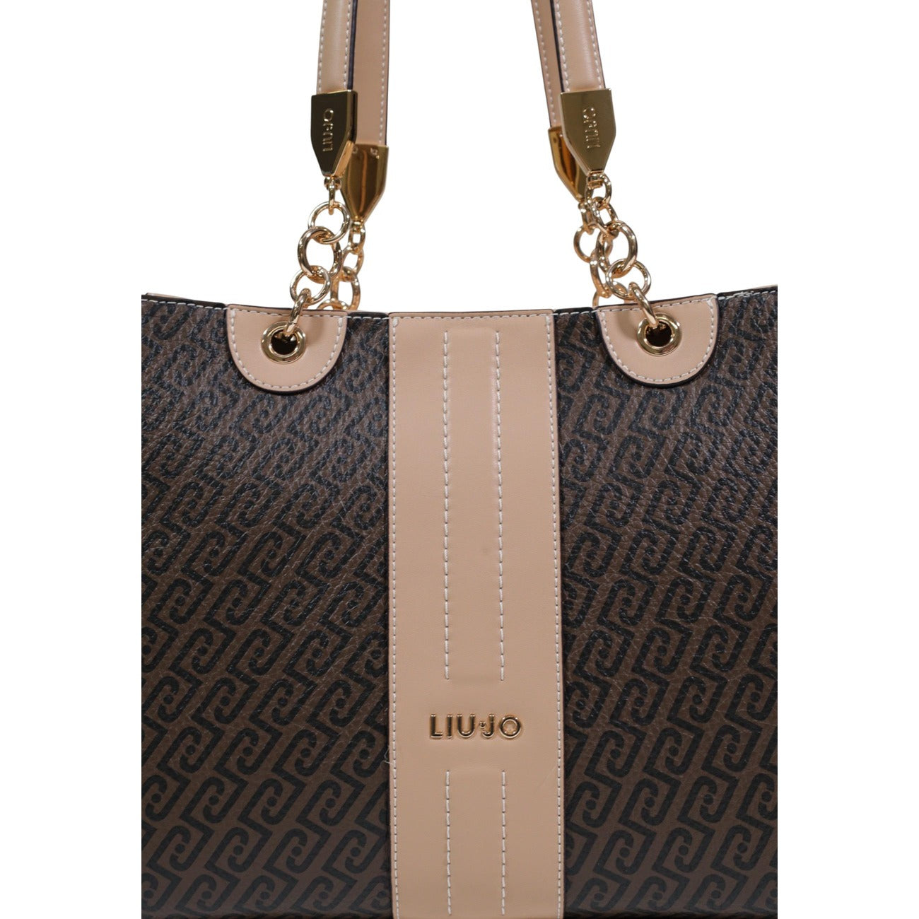 Liu Jo Borsa Donna Marrone con Manici a Catena e Dettagli Beige