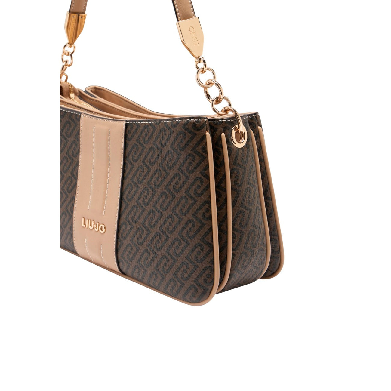 Liu Jo Borsa Donna Marrone Monogram con Dettagli Beige e Tracolla Regolabile