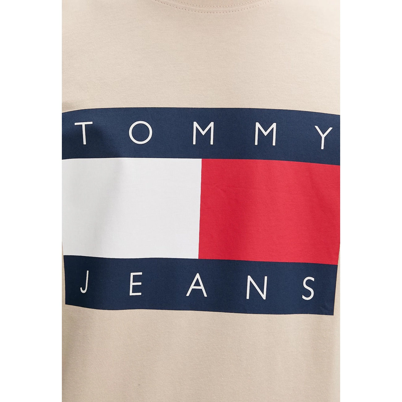Tommy Hilfiger Jeans T-Shirt Uomo Beige con Maxi Logo Frontale