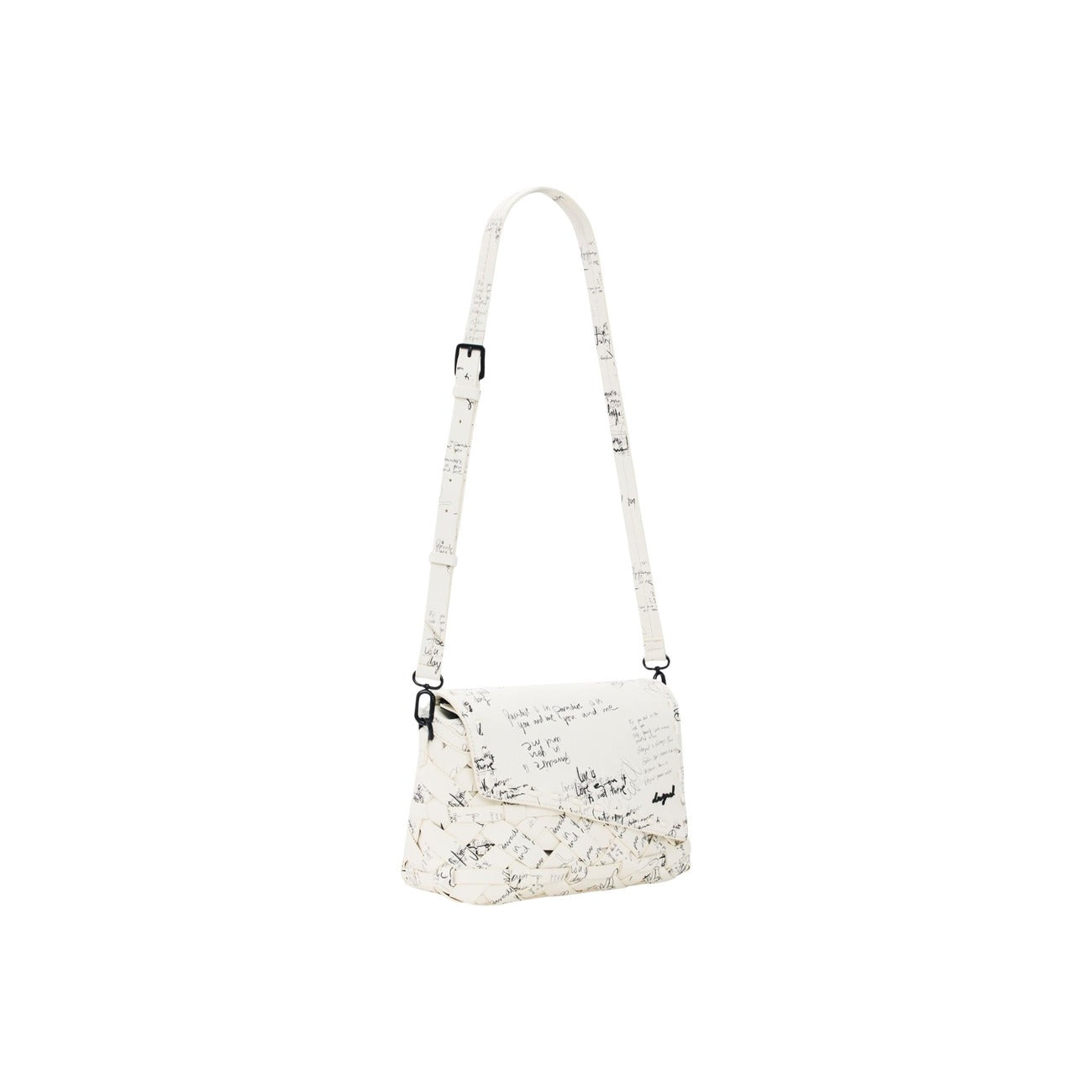 Desigual Borsa Donna a Tracolla Bianca con Stampa Lettering