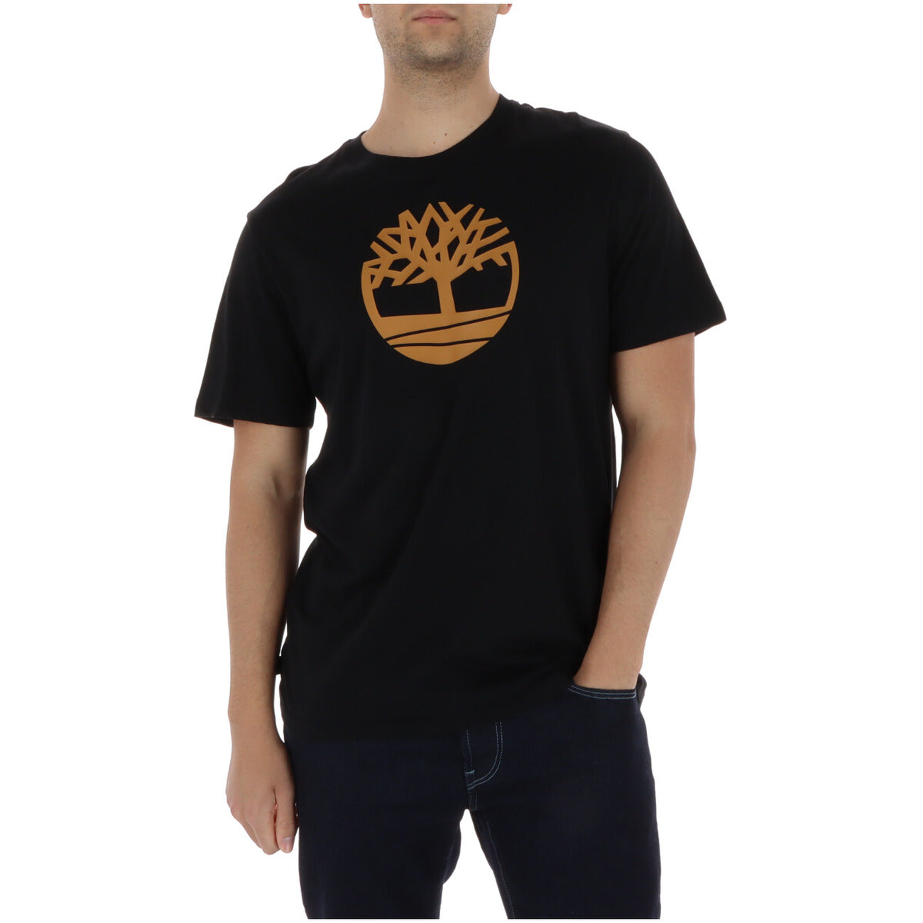 Timberland T-Shirt Uomo Nera con Logo Frontale e Maniche Corte