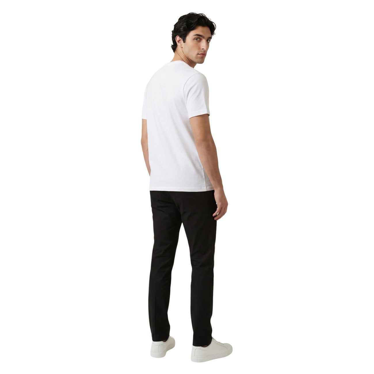 Guess T-Shirt Uomo Bianca con Logo Triangolo Iconico Regular Fit