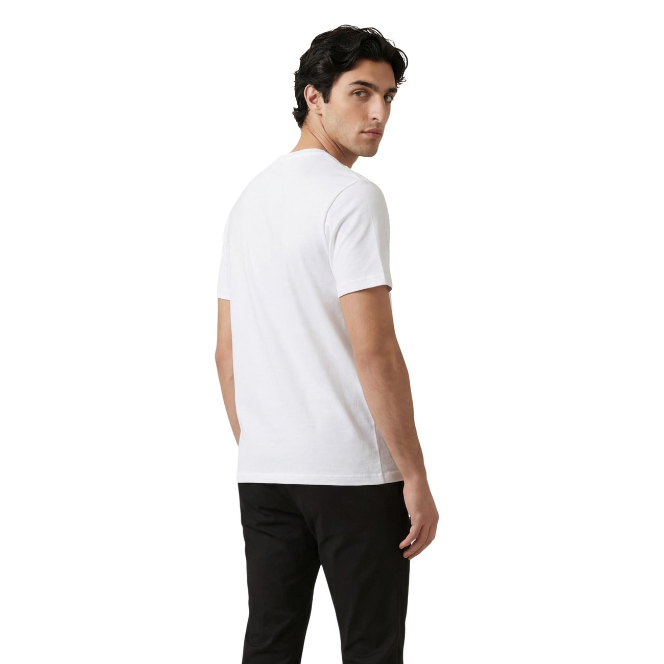 Guess T-Shirt Uomo Bianca con Logo Triangolo Iconico Regular Fit