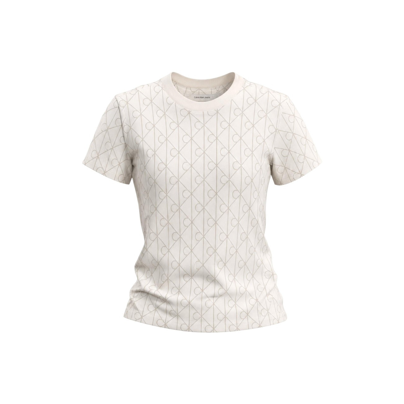 Calvin Klein Jeans T-Shirt Donna Beige con Monogramma All Over