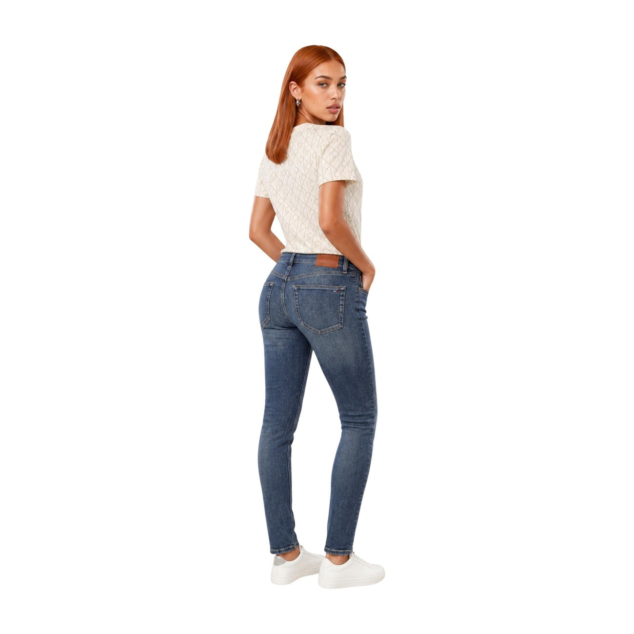 Calvin Klein Jeans T-Shirt Donna Beige con Monogramma All Over