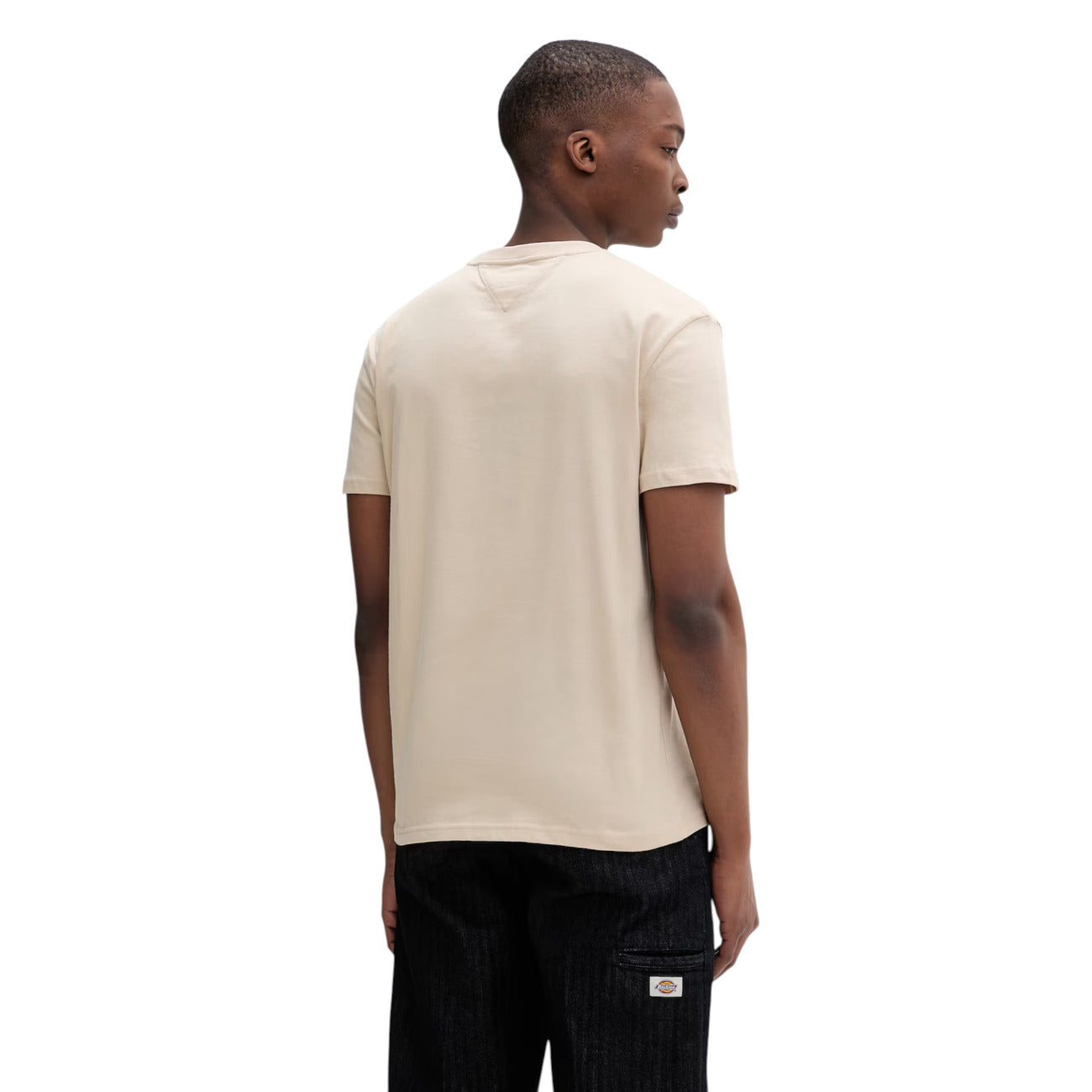 Tommy Hilfiger Jeans T-Shirt Uomo Beige con Maxi Logo Frontale