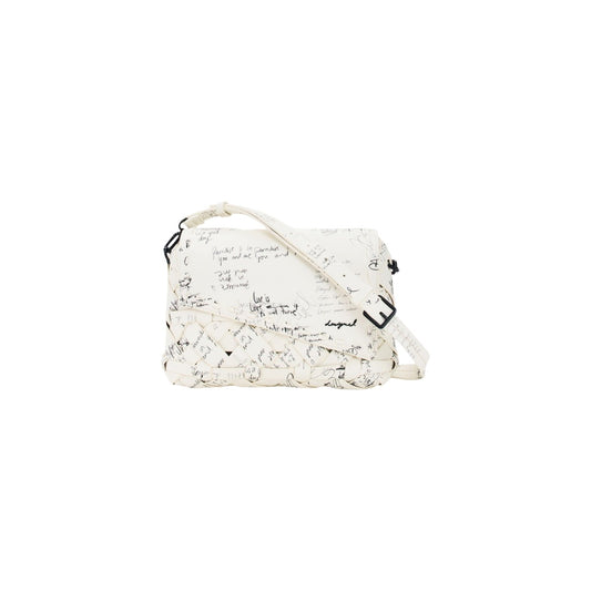 Desigual Borsa Donna a Tracolla Bianca con Stampa Lettering